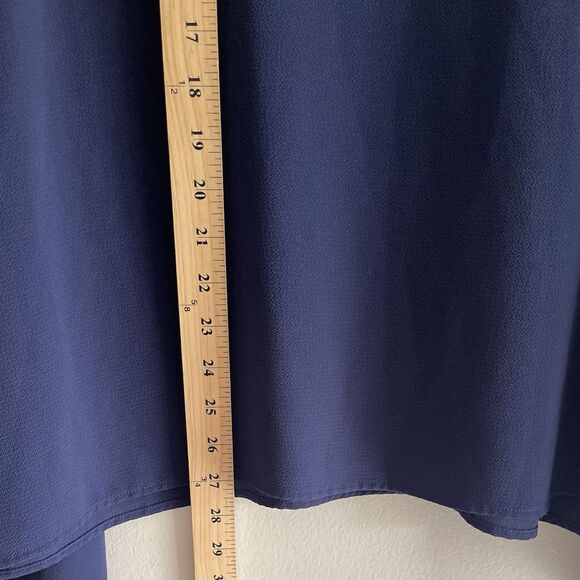 Michael Kors Poncho Blouse Top Womens Oversized M V Neck Navy Blue Chiffon - Picture 5 of 8
